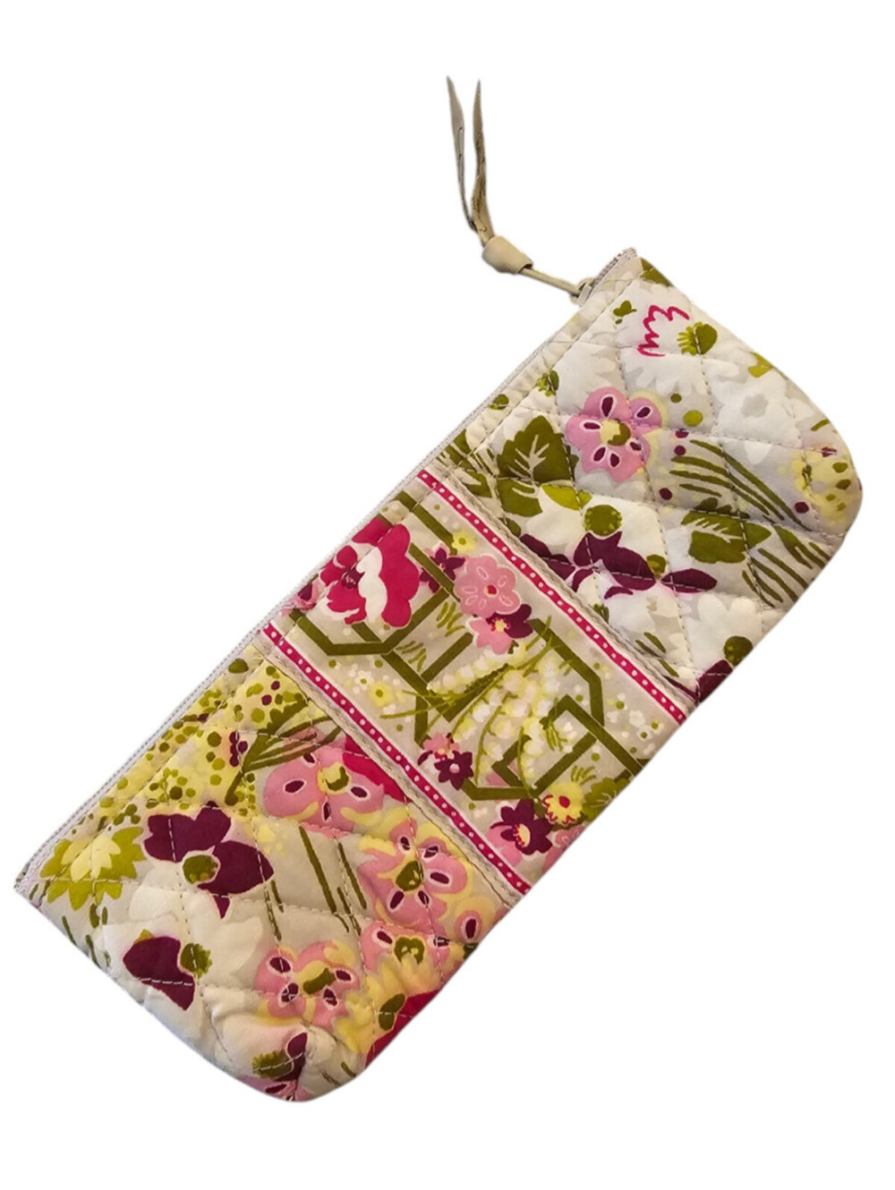 Vera Bradley pencil cosmetic retired "Make Me Blush" Floral Print Pink Green